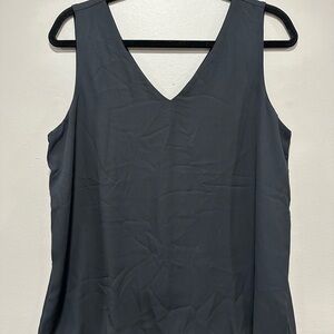 Ann Taylor Black V-Neck Sleeveless Camisole Layered Hem NWT